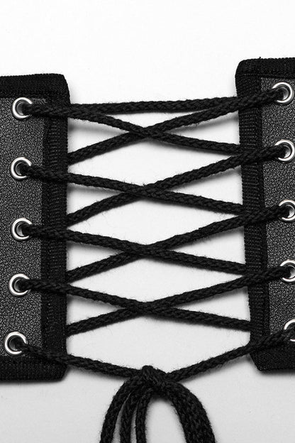 Black Lace-Up Double-buckle Men's Punk Girdle