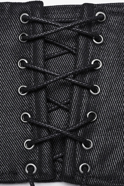 Black Lace-Up Buckle Women's Punk Underbust Corset