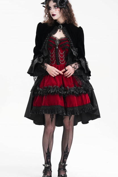 Black Long Sleeves Ruffle Lace Mesh Women's Gothic Jacket