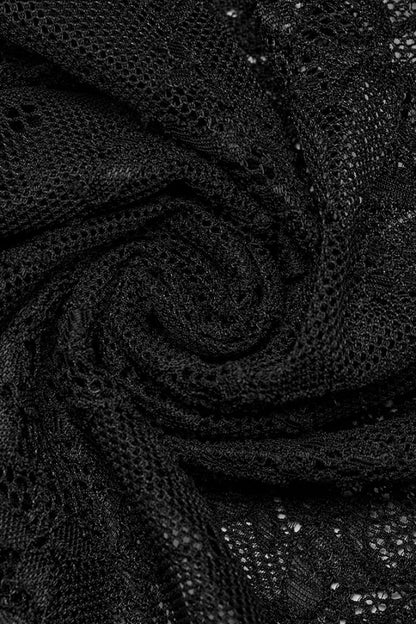 Black Floral Embroidery Lace Women's Gothic Dress
