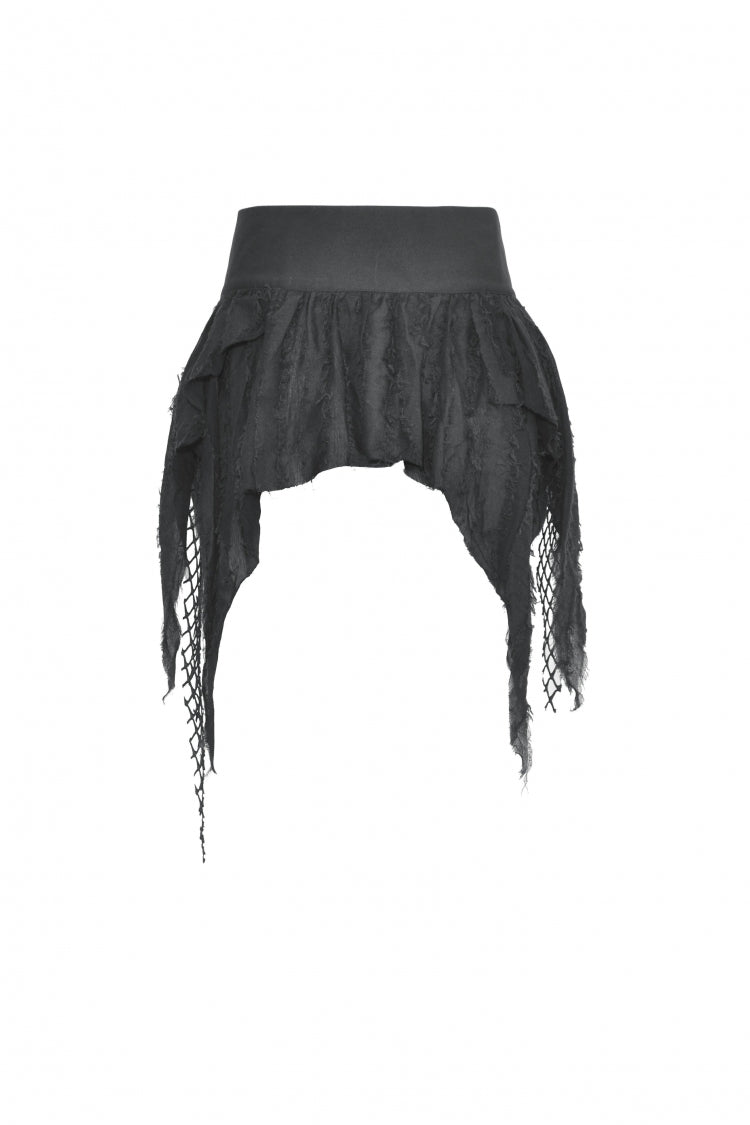 Black High Waisted Irregular Women's Punk Super Mini Skirt