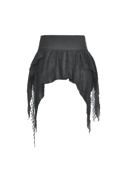 Black High Waisted Irregular Women's Punk Super Mini Skirt