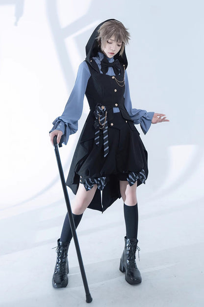 Black Narrative Maxim Hooded Ouji Fashion Gothic Lolita Vest