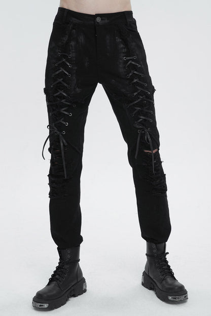 Black Personalities Strappy Distressed Men's Punk Pants