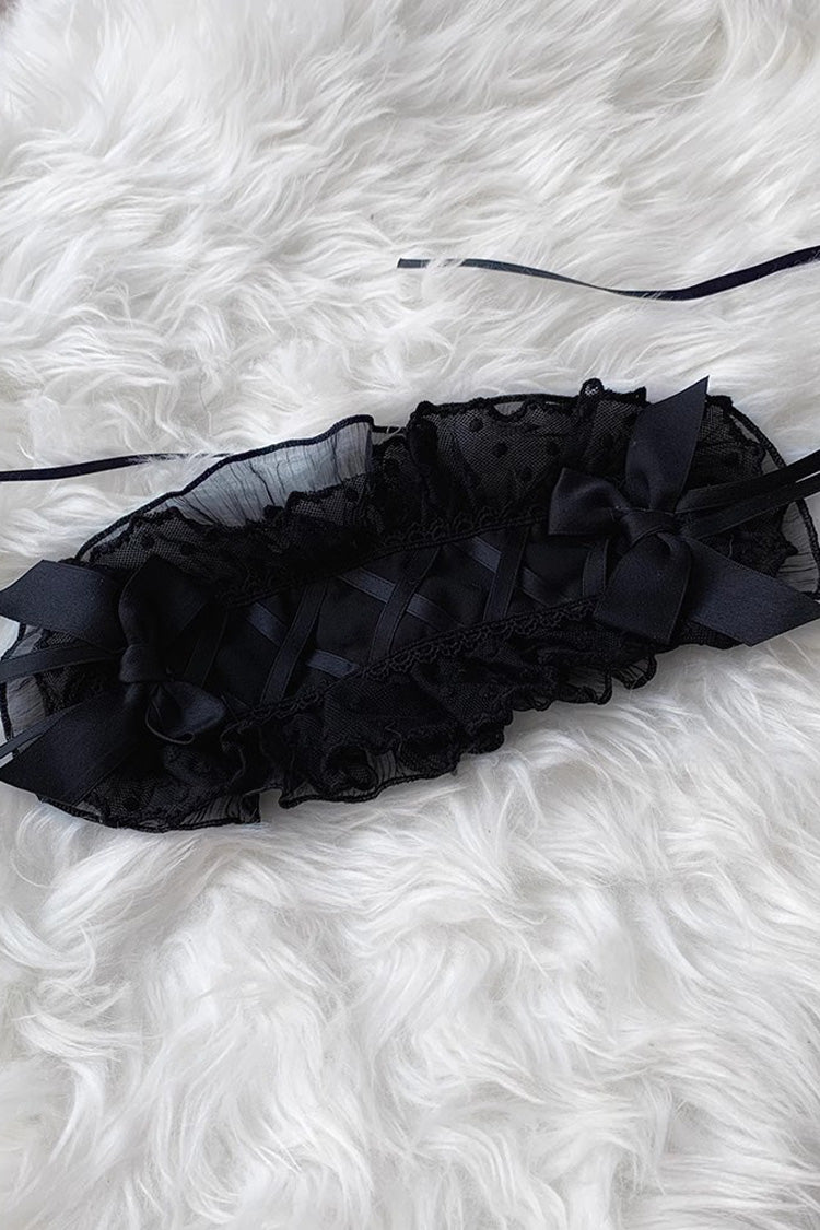 Black Lace Cool Angel Short Sleeves Bowknot Ruffle Gothic Lolita Dress