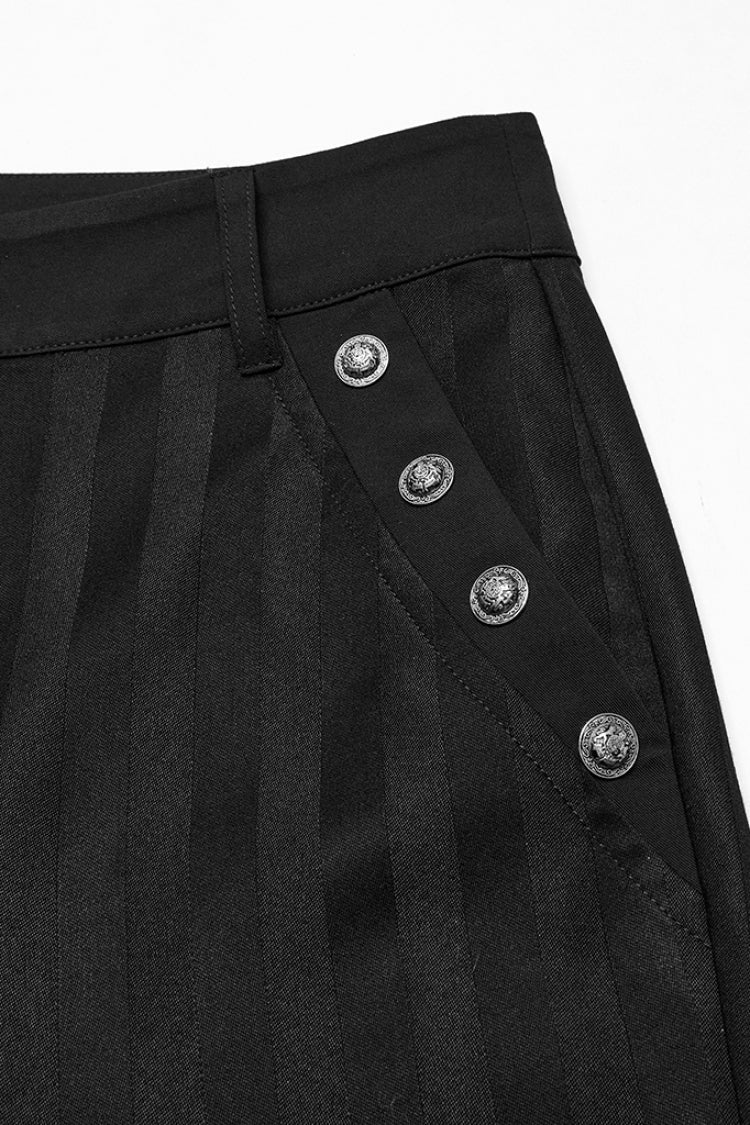 Black High Waisted Striped Print Men's Gothic Suit Pants