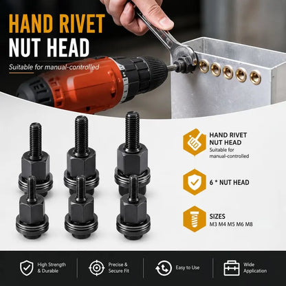 🏆LAST DAY SALE 49% OFF🛠️Head Rivet Nut Tool, M3 M4 M5 M6 M8 Rivnut Kit,Carbon Steel Rivnut Set