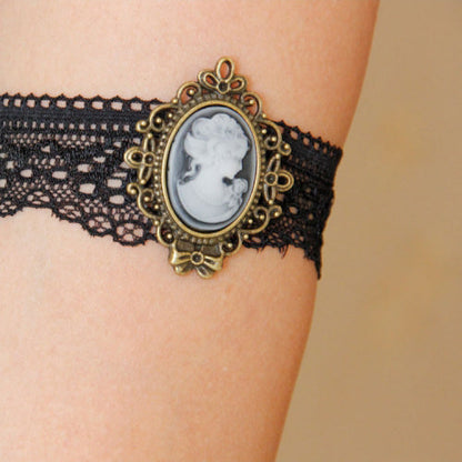 Black Lace Retro Victorian Beauty Head Elastic Gothic Lolita Armband Bracelet