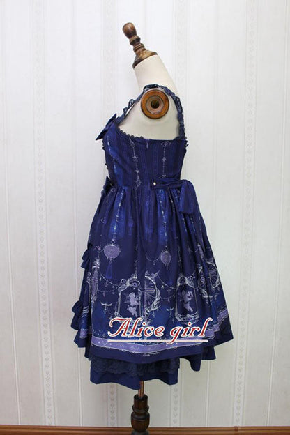 Angel Cross Print Lace Bowknot Cardigan Ruffled Sweet Lolita JSK Dress