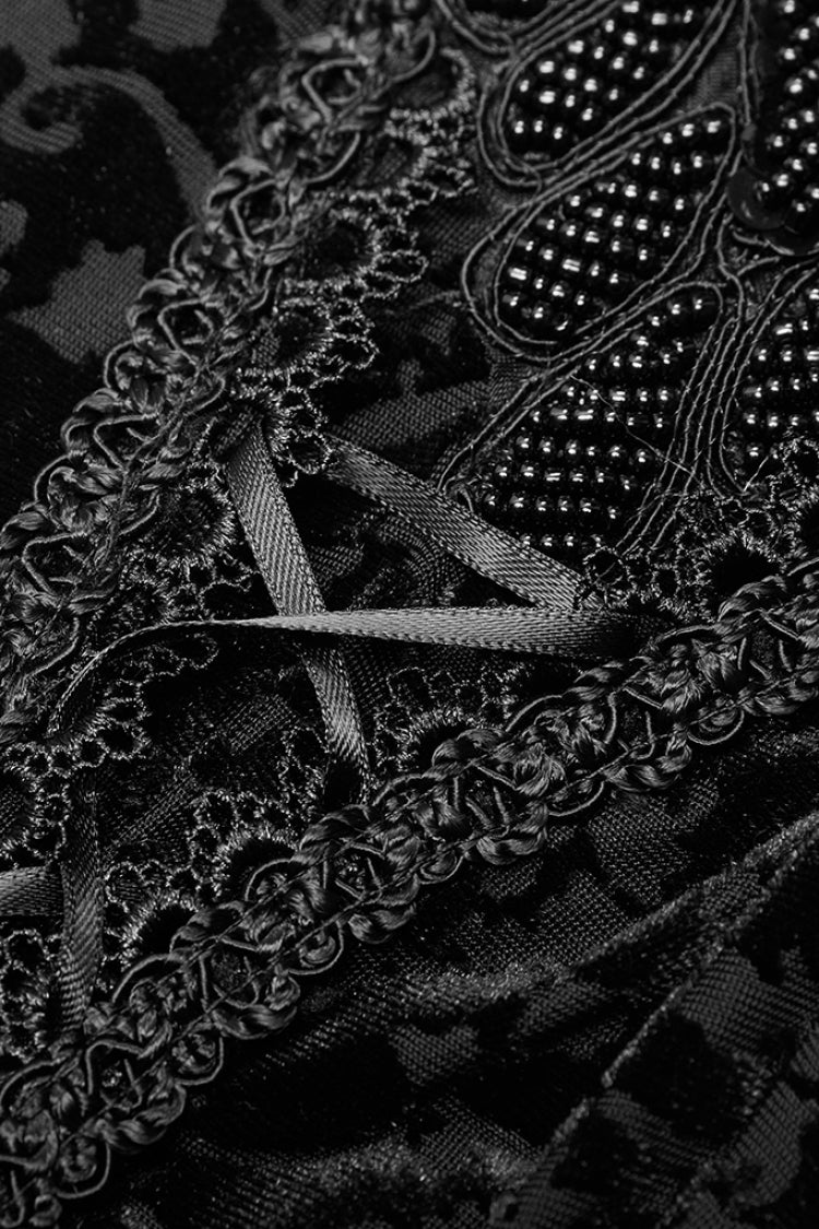 Black Jacquard Women's Gothic Leggings