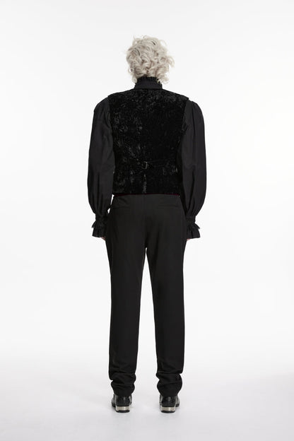 Black Embroidered Spliced Slim Men's Gothic Pants