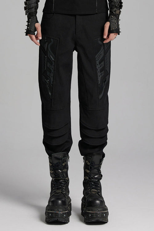 Black 3D Amor Patch Stitching Men's Punk Pants