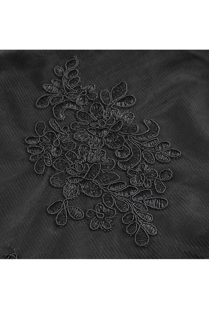 Black High Waisted Embroidery Stitching Lace Women's Gothic Skirt