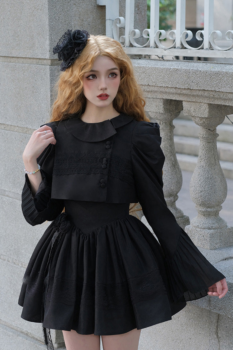 Black Night Traveler Breast Support Classic Gothic Short Lolita Jsk Dress