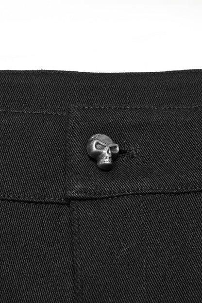 Black Big-pocket Faux Leather Stitching Men's Punk Shorts