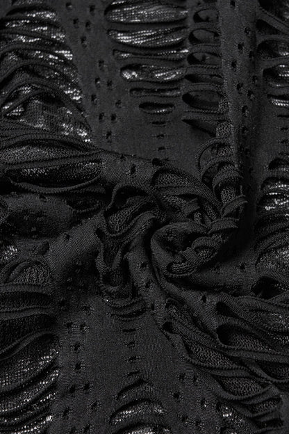 Black Long Batwing Sleeves Ripped Women's Punk Cardigan
