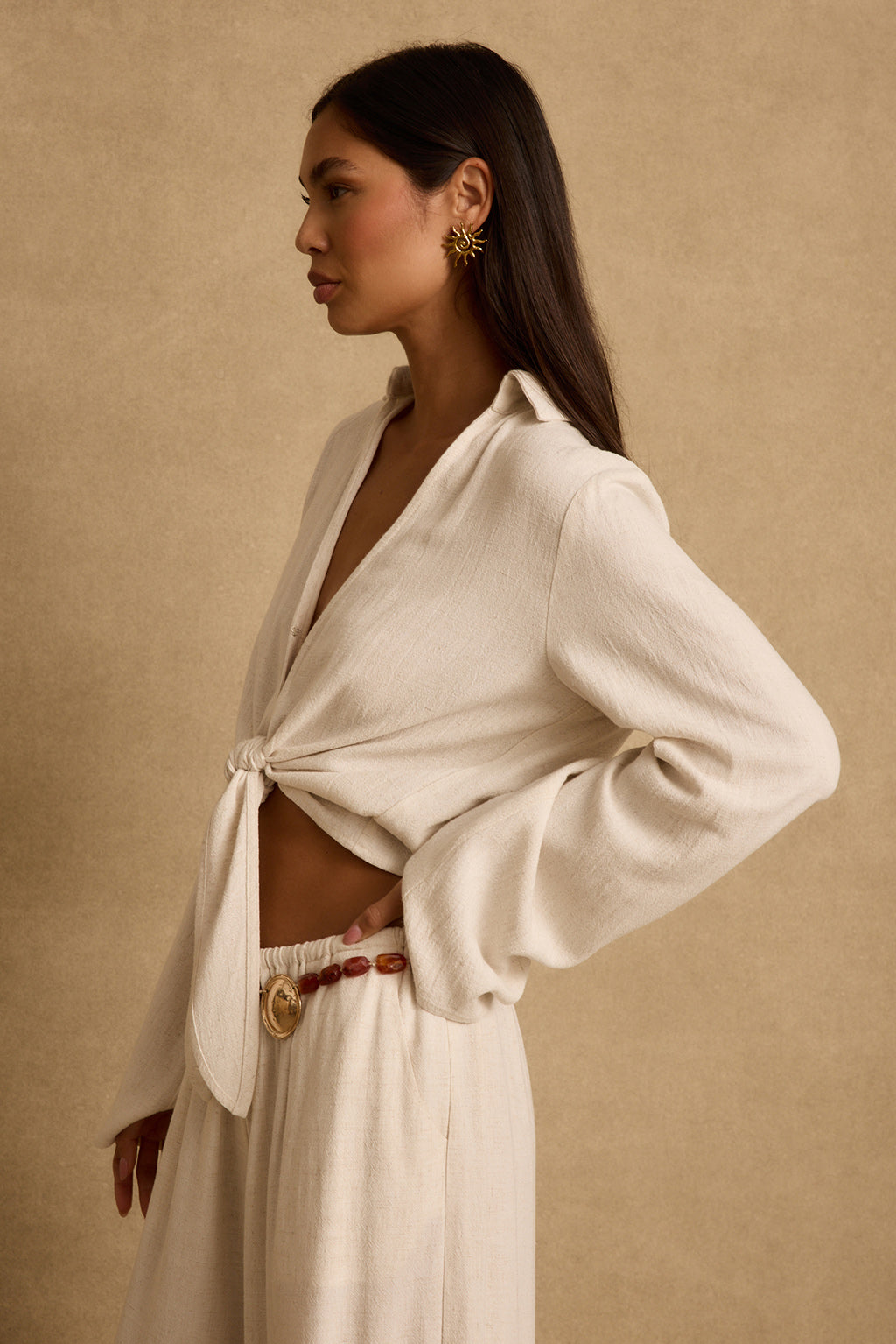 Augusta Natural Linen Top