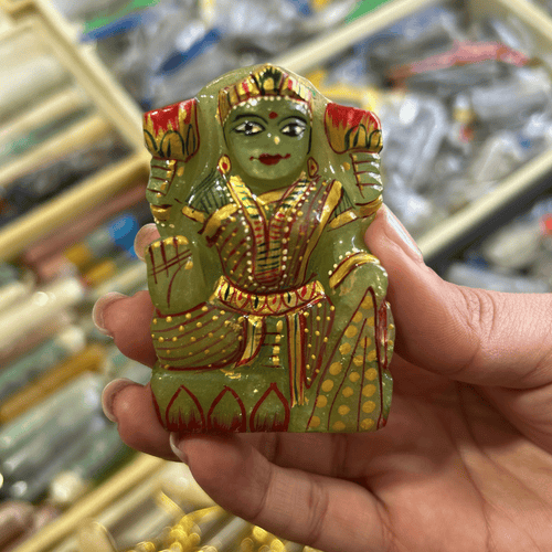 Hand-painted Aventurine Lakshmi Statue