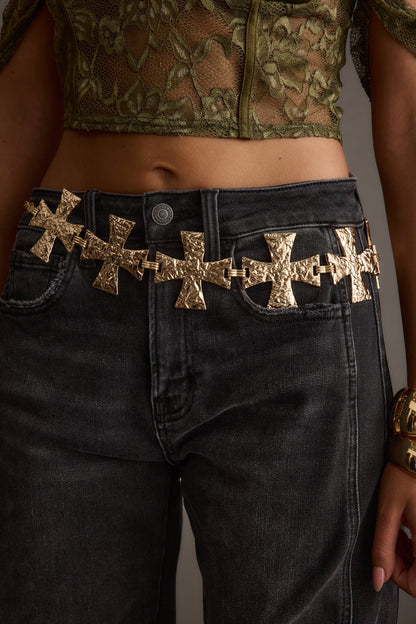 Britt Gold Statement Cross Belt