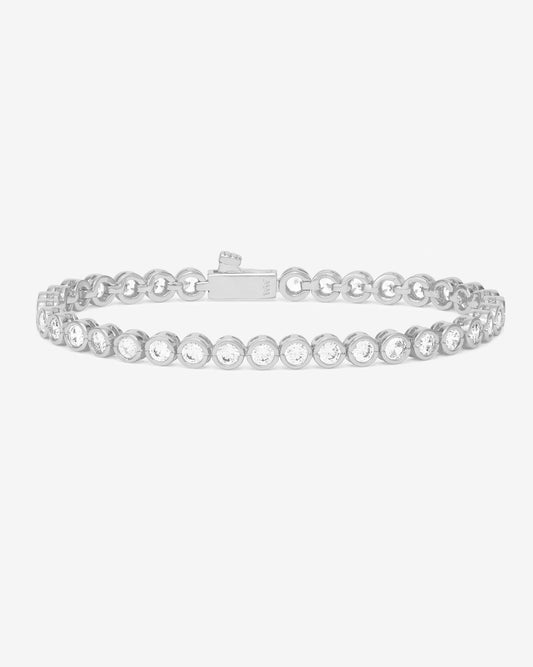 Baroness Tennis Bracelet 3mm - Silver|White Diamondettes