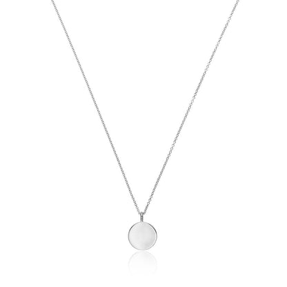 Silver Small Diamond Style Disc Necklace