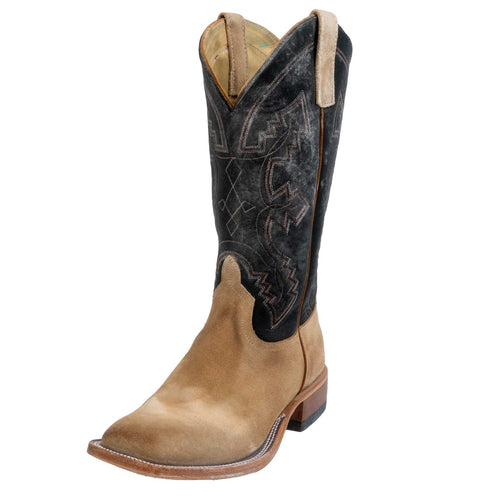 Anderson Bean Men's Square Toe Tan Crazyhorse Black Western Boot