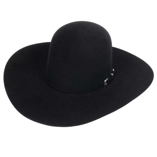 American 10X Black 4 1/2" Open Crown Felt Hat