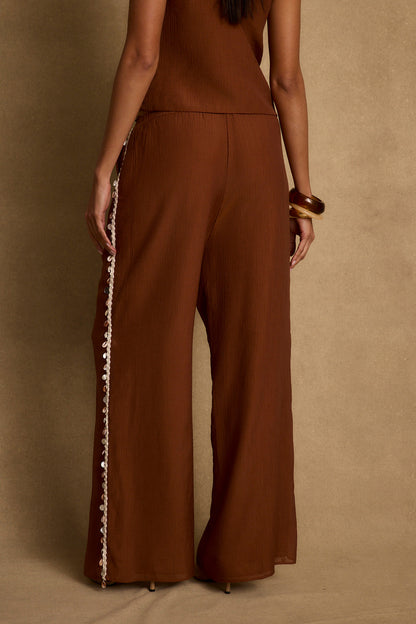 Estelle Terracotta Shell Embellished Pants