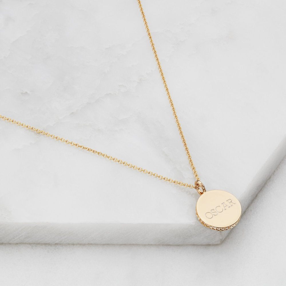 Silver Small Diamond Style Disc Necklace