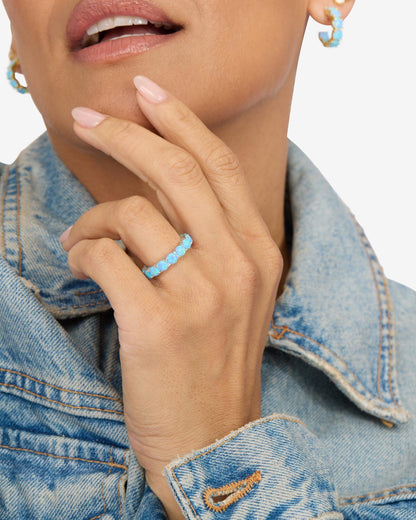 Grand Heiress Ring 4mm - Silver|Blue Opal