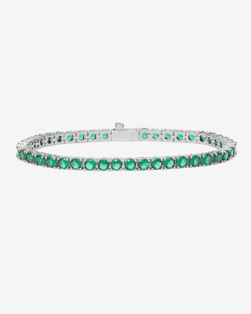 Grand Heiress Tennis Bracelet 4mm - Silver|Emerald