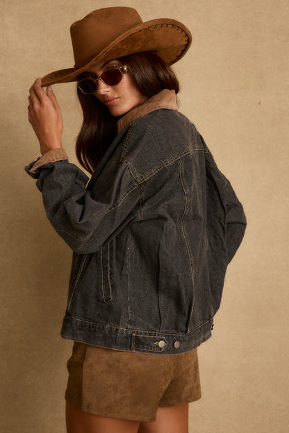 Hayes Washed Black Denim Barn Jacket