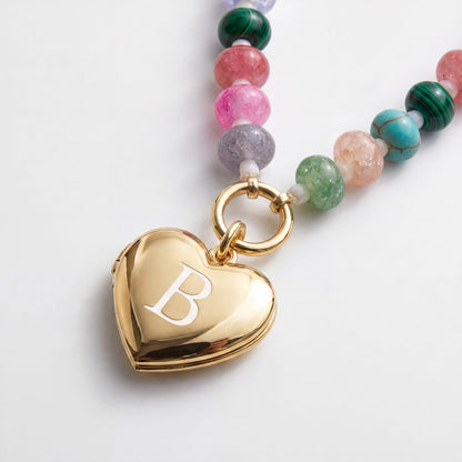 Personalized Semi-Precious Heart Locket Necklace