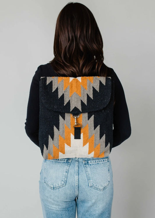 Black, Gray, Mustard & Cream Aztec Backpack
