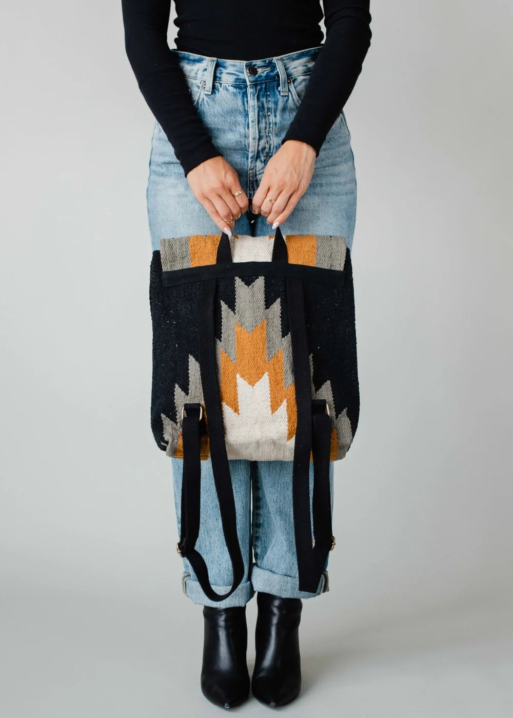 Black, Gray, Mustard & Cream Aztec Backpack