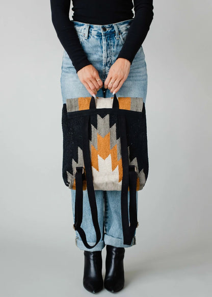 Black, Gray, Mustard & Cream Aztec Backpack