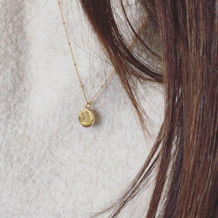 Rose Gold Large Engraved Disc Necklace