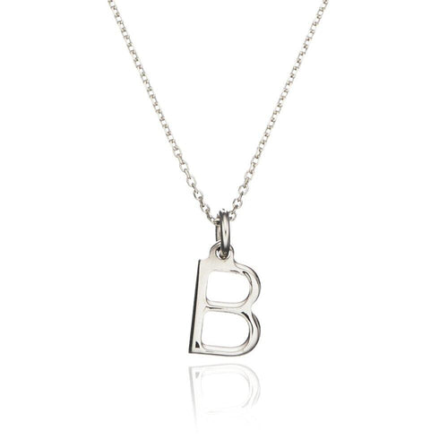 Solid White Gold Initial Letter Necklace