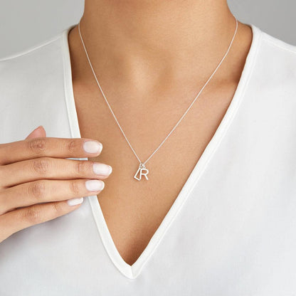 Solid White Gold Initial Letter Necklace