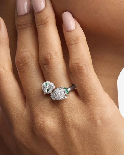 Jaguar Pavé Ring - Silver|White Diamondettes