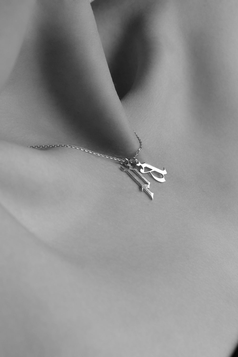 Large Gothic Letter Necklace | 9K Rose Gold
