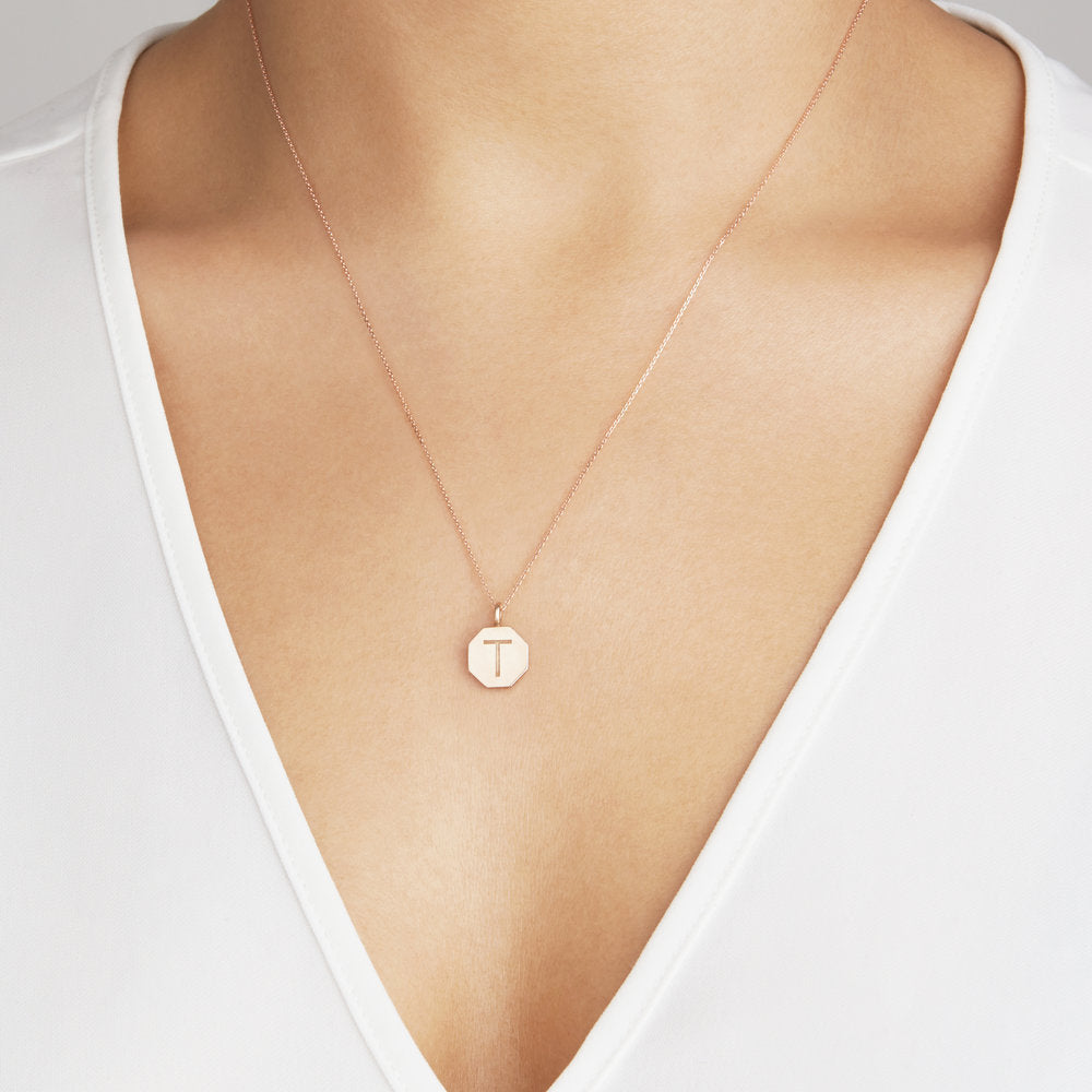 Gold Personalised Hexagon Necklace