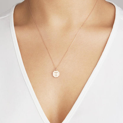 Rose Gold Personalised Hexagon Necklace