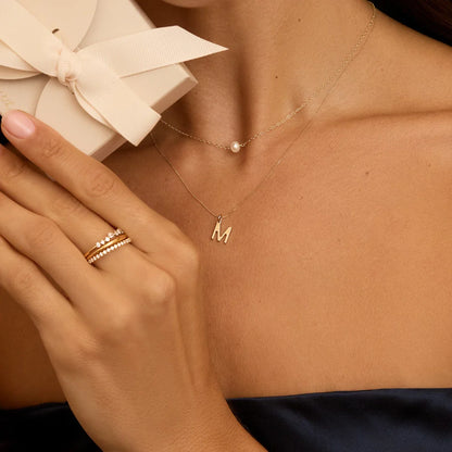 Gold Initial Letter Necklace