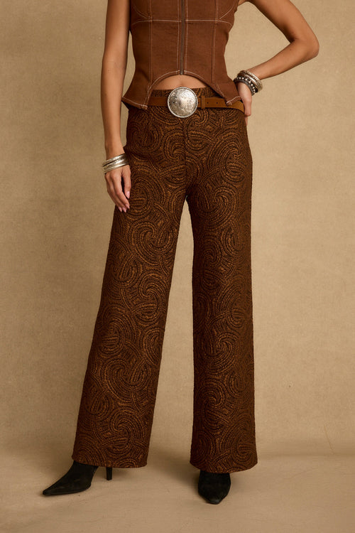 Milan Cognac Swirl Wide Leg Trouser