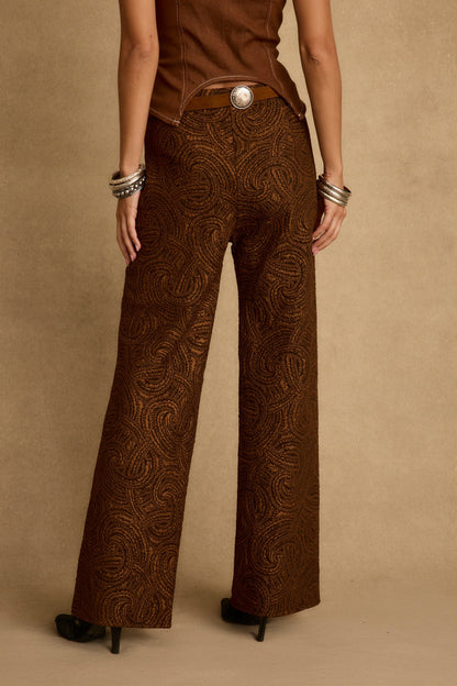 Milan Cognac Swirl Wide Leg Trouser