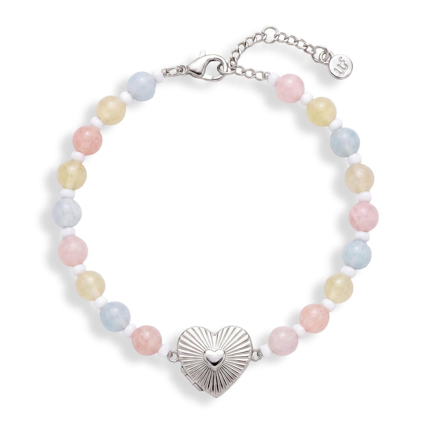 Personalized Semi-Precious Heart Locket Bracelet
