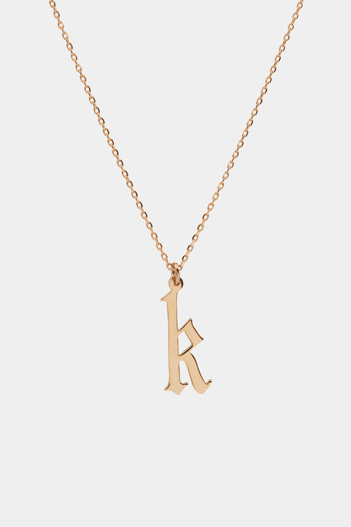 Large Gothic Letter Necklace | 9K Rose Gold