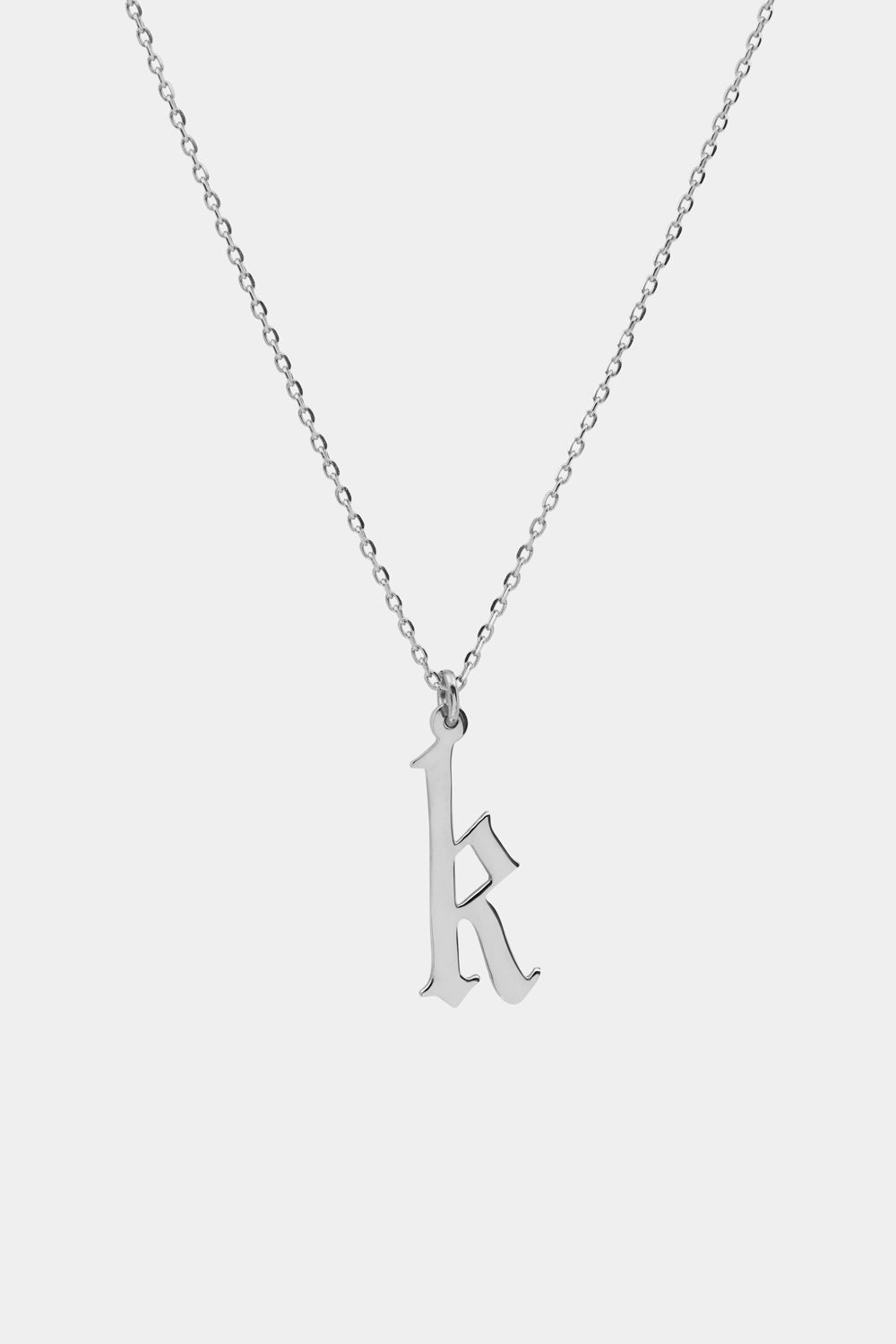 Large Gothic Letter Necklace | 9K White Gold