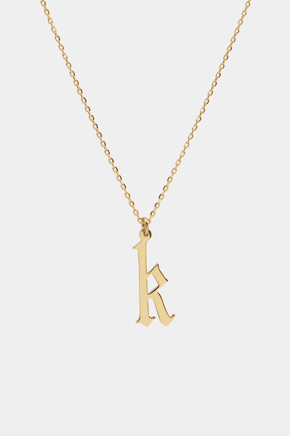 Large Gothic Letter Necklace | 9K Yellow Gold